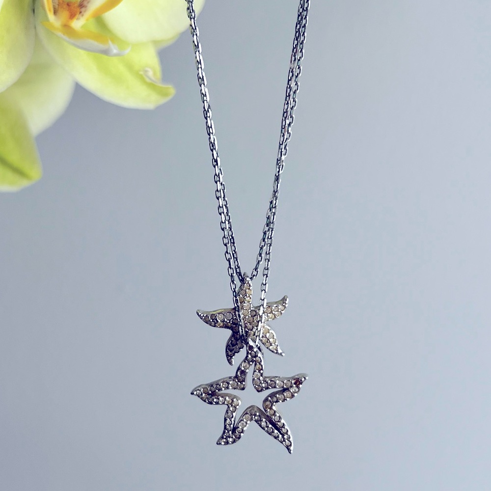 Swarovski double chain starfish necklace